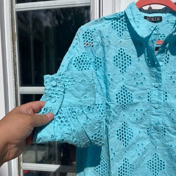 J Crew Eyelet Popover Top NWT - Picture 7 of 14